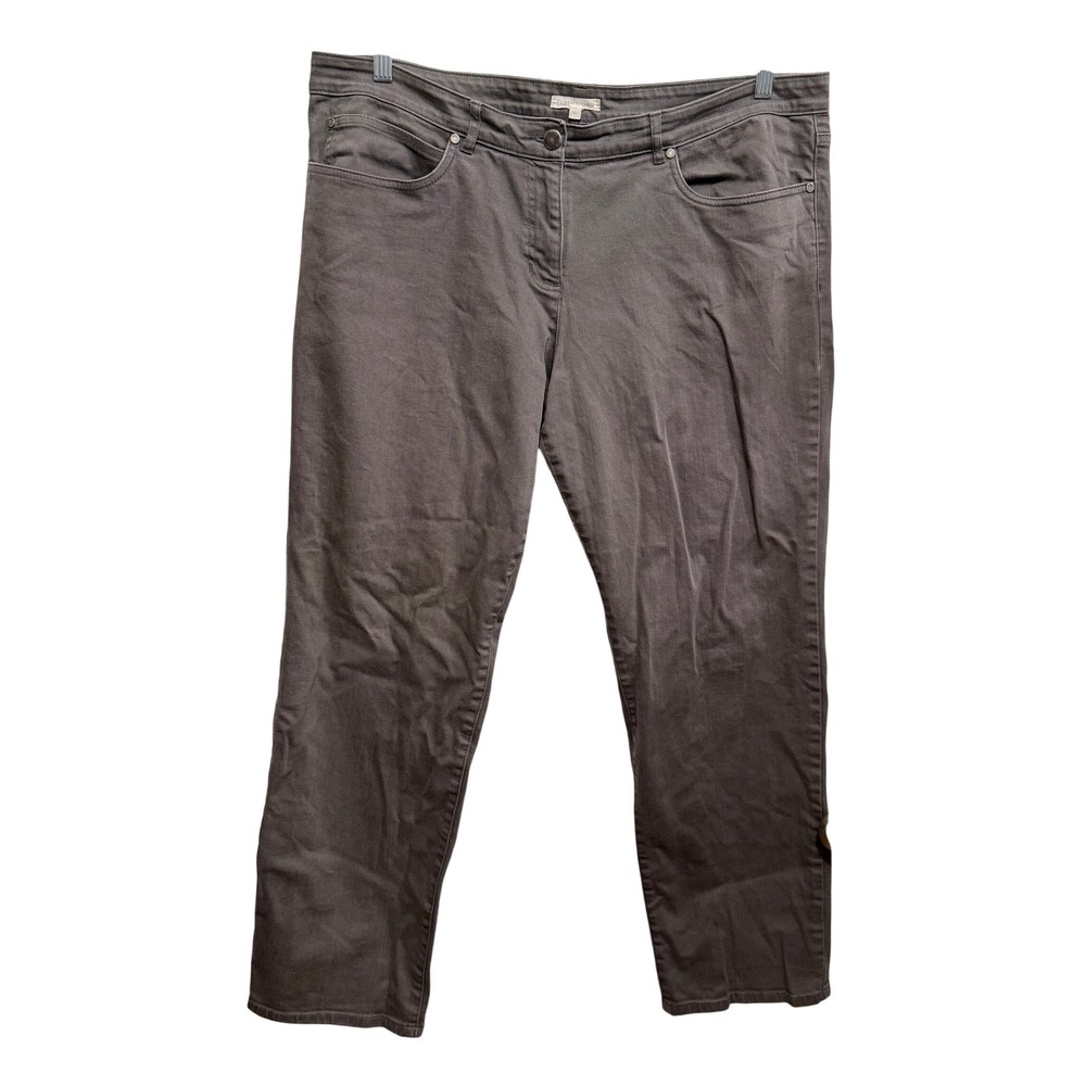 Eileen Fisher Womens XL Charcoal Gray Stretch Twill Straight Leg‎ Pants Jeans